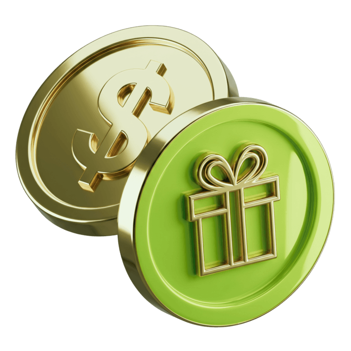 Gold and green coins representing higher trading rewards