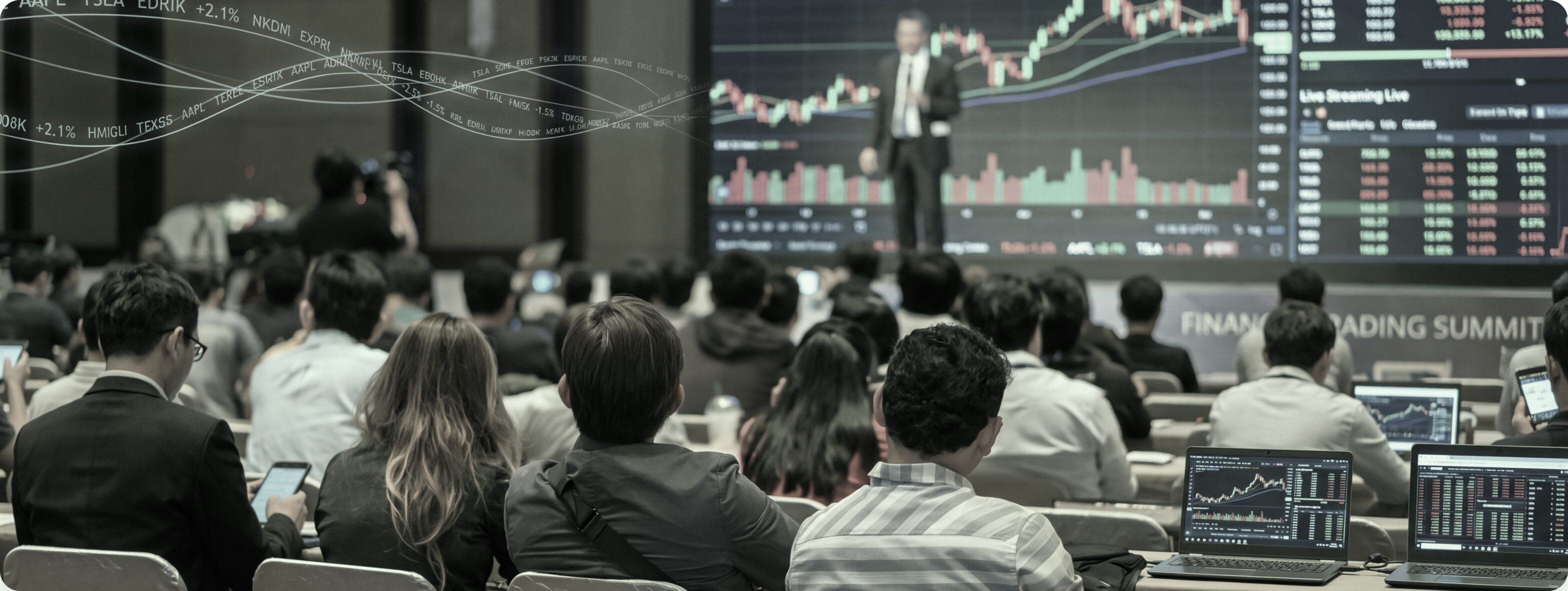 Attendees at a CXM financial trading summit