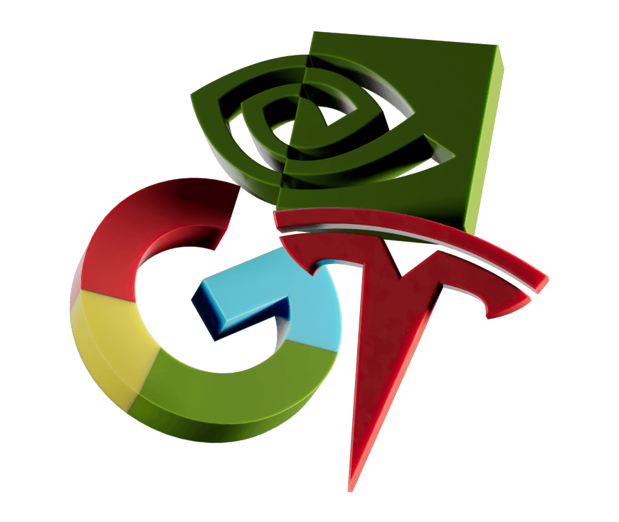 Shares trading — 3D company logo illustration