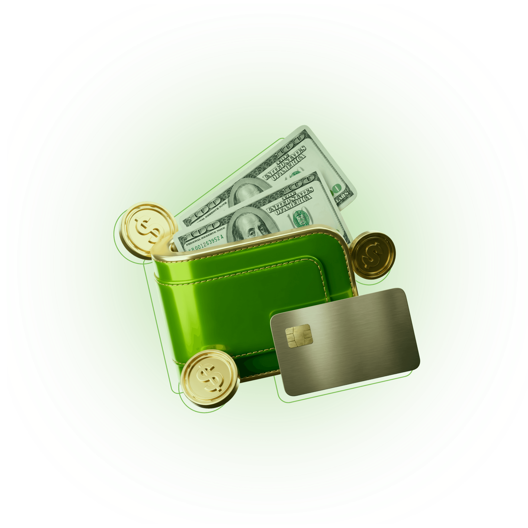 CXM Earn сыйақыларын білдіретін ақша, монеталар және картасы бар әмиян