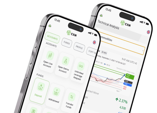 Екі мобильді телефондағы CXM Hub қосымшасы